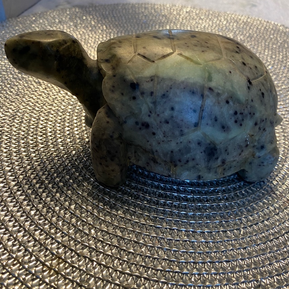 Vintage Hand-carved Soapstone Turtle - Heavy!